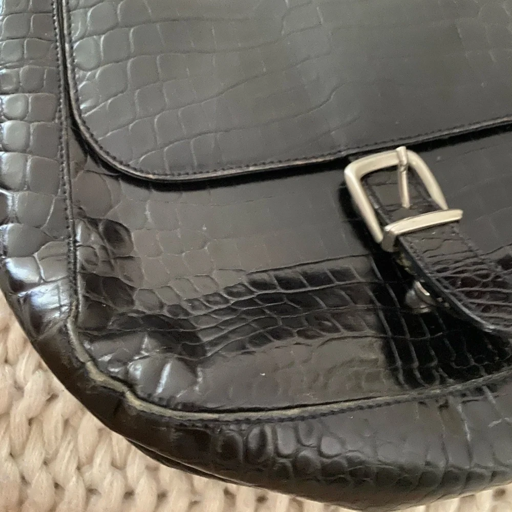 Black Snakeskin Leather Crossbody purse